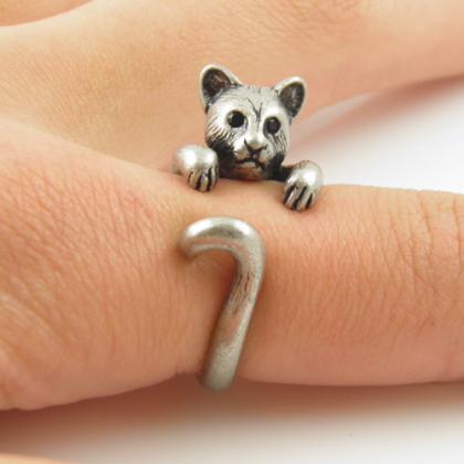 Cute Cougar Ring Bear Ring Silver Bronze Animal..