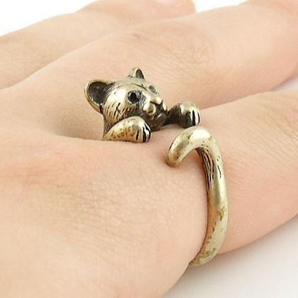 Cute Cougar Ring Bear Ring Silver Bronze Animal..