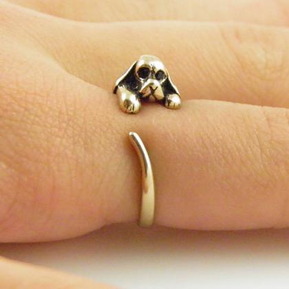 Cute Puppy Dog Doggy Ring Silver Bronze Animal..
