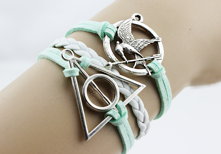 Harry Potter Mockingjay Bracelet Jewellry Hunger Games Bracelets Leather Bracelet Charm Bracelet Christmas Gifts Gift For Mother Father Him Her