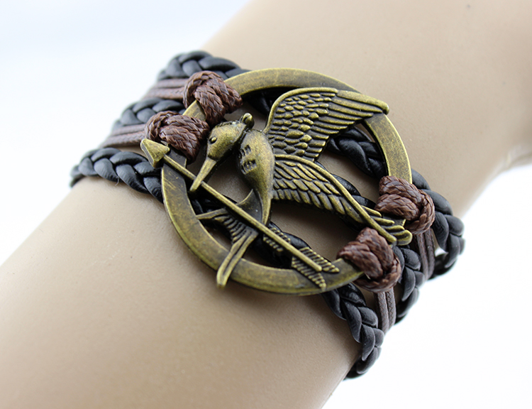 Mockingjay Bracelet Jewellry Hunger Games Bracelets Leather Bracelet Charm Bracelet Christmas Gifts Gift For Mother Father Him Her