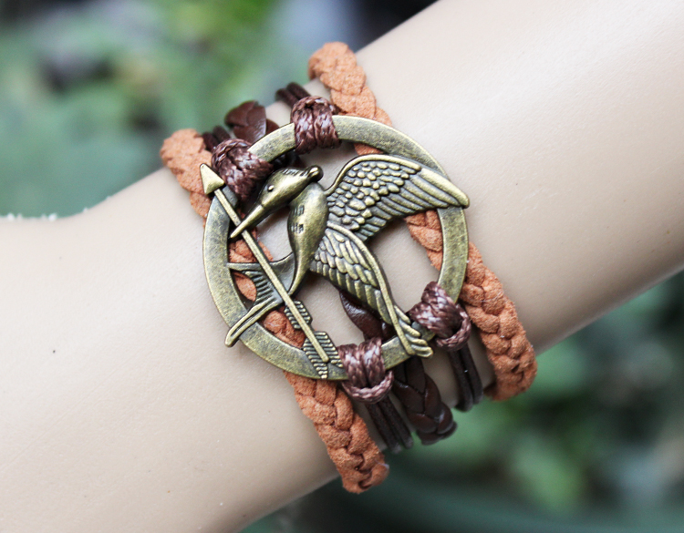 Brown Mockingjay Bracelet Jewellry Hunger Games Bracelets Leather Bracelet Charm Bracelet Christmas Gifts Birthday Gift For Mother Father Him Her