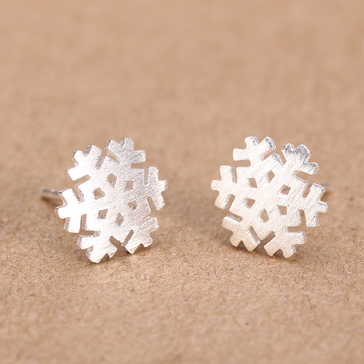 925 silver snowflake snow ear stud ear nail earring jewelry