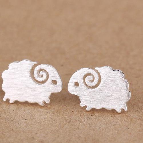 cute sheep ear stud 925 silver ear nail earring jewelry